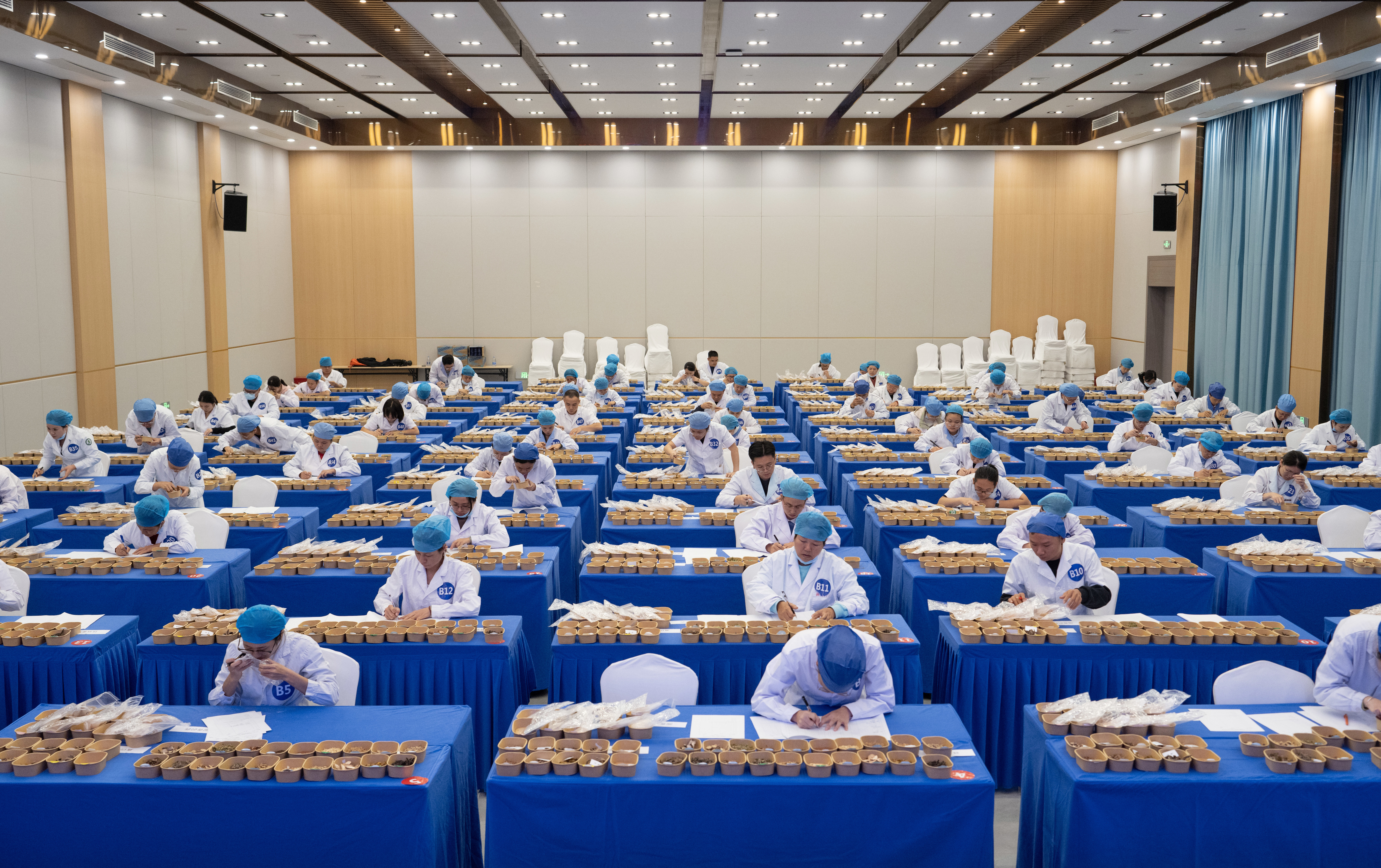 ▲第二届“神农本草杯”中药技能大赛比赛现场