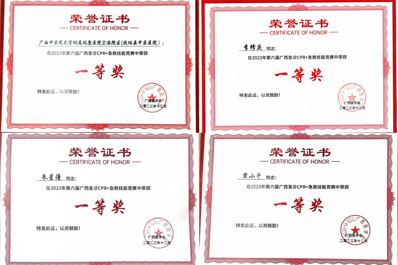急救技能竞赛获奖证书
